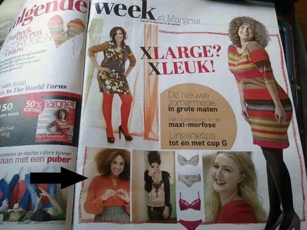 Tijdschrift Margriet: Macblogster styled bij Edith Domen 1 Macblogster plus size model in Margriet - styliste Edith Dohmen