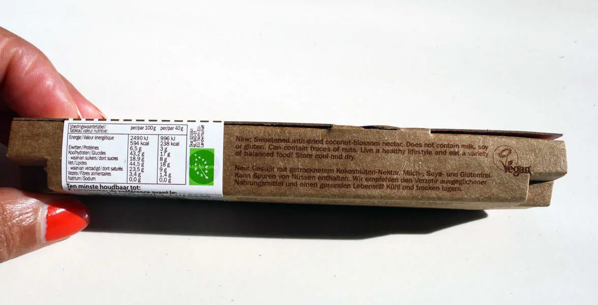 Chocolade zonder koemelk, soja en gluten.