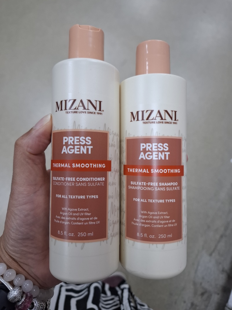 2 Flessen Mizani Press Agent Thermal Smoothing Shampoo en conditioner om krullen veilig te tangen